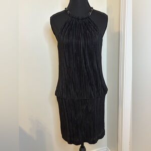 Laundry By Shelli Segal Black Pleated Midi Dress Size 4
